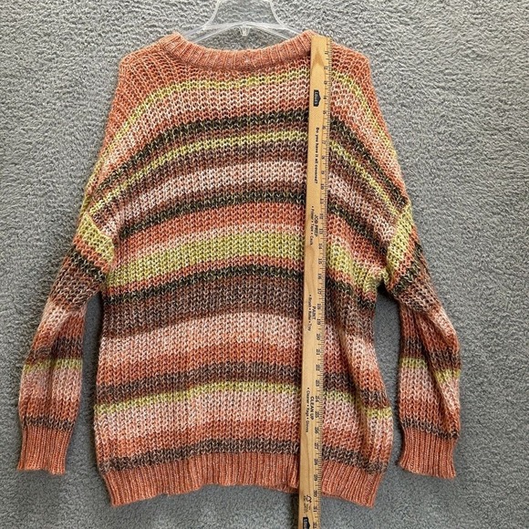 American Eagle Sweater‎ Womens Medium Multicolor Striped Chunky Knit Oversized - Picture 8 of 11